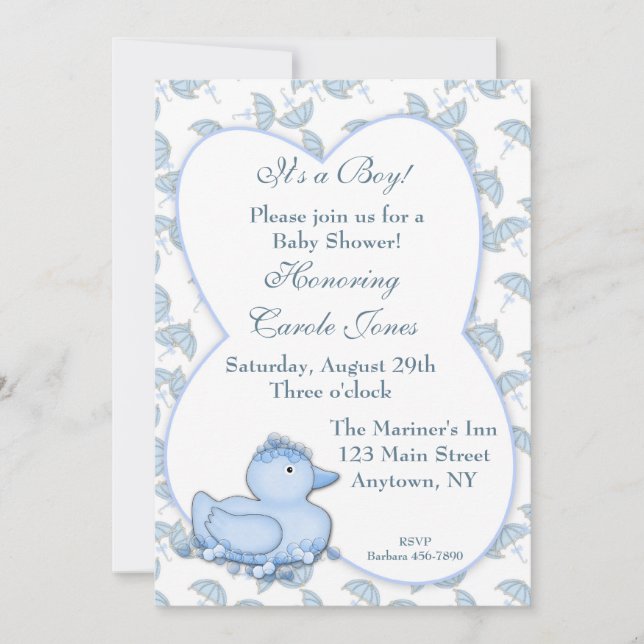 Baby Boy Blue Duck Shower Invitation (Front)