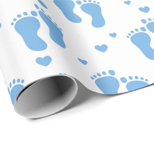 baby boy blue feet pattern wrapping paper (Roll Corner)