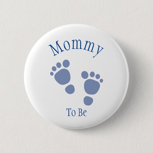Baby Boy Blue Footprint Baby Shower Button (Front)
