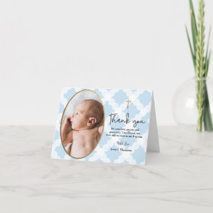 Baby Boy blue gold baptism thank you Modern