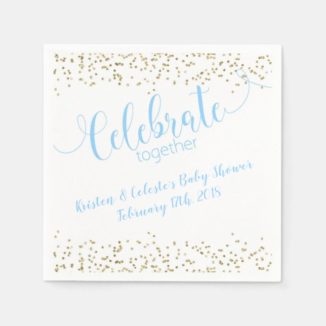 Baby Boy Blue & Gold joint friends celebration Napkins (Front)