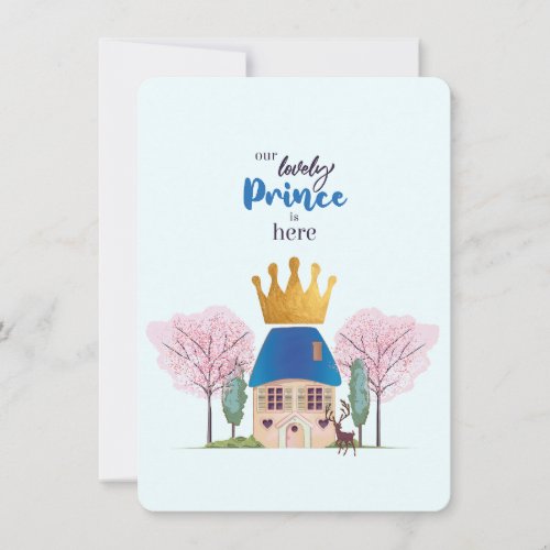 Baby Boy Blue Gold Prince Castle Baby Shower Invitation