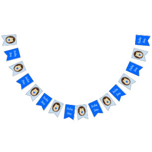 Baby Boy Blue Heart Hedgehog Baby Shower Bunting Flags