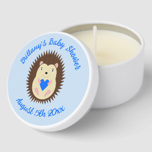 Baby Boy Blue Heart Hedgehog Baby Shower Mini Candle Favors
