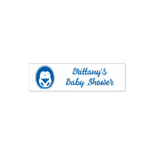 Baby Boy Blue Heart Hedgehog Baby Shower Pocket Stamp