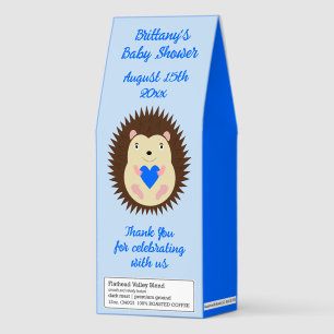 Baby Boy Blue Heart Hedgehog Baby Shower Roasted Coffee
