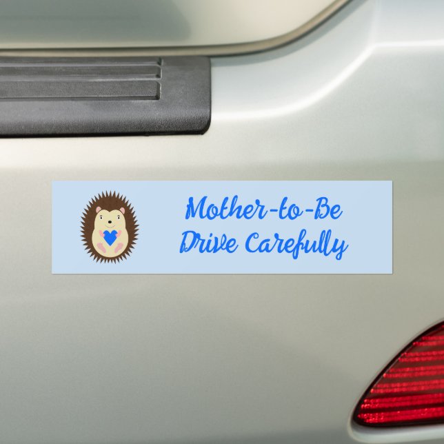 Baby Boy Blue Heart Hedgehog Custom Bumper Sticker (On Car)
