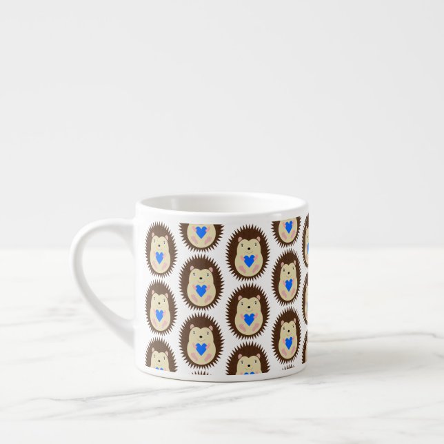 Baby Boy Blue Heart Hedgehog Espresso Cup (Left)