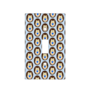 Baby Boy Blue Heart Hedgehog Patterned Light Switch Cover