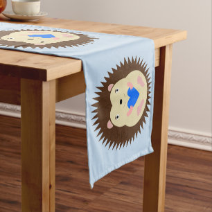 Baby Boy Blue Heart Hedgehog Patterned Short Table Runner