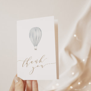 Baby Boy Blue Hot Air Balloon Letterpress Thank You Card