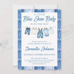 Baby Boy Blue Jean Denim Baby Shower Invitation