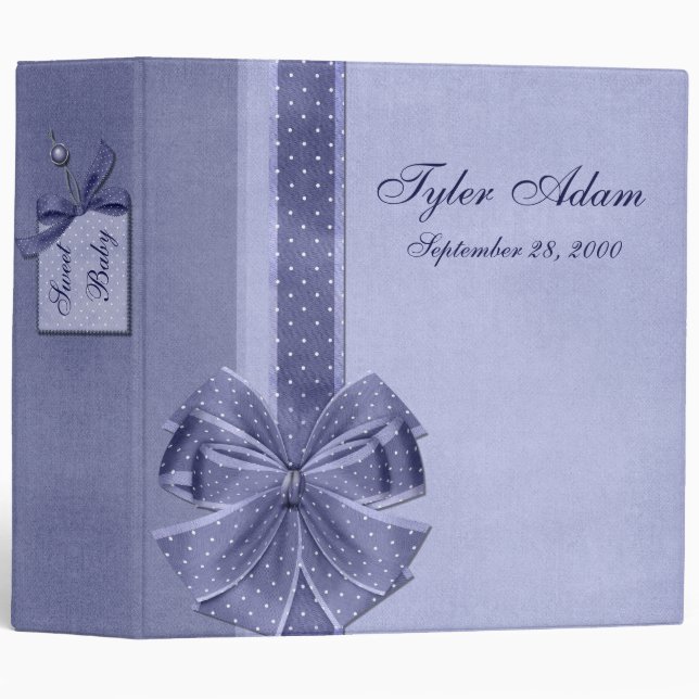 Baby Boy Blue Jean Denim Binder (Front/Spine)