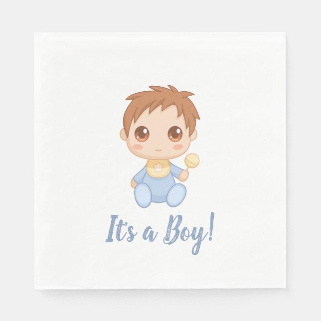 Baby Boy Blue Jumpsuit Napkins (Front)