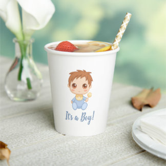 Baby Boy Blue Jumpsuit Paper Cups