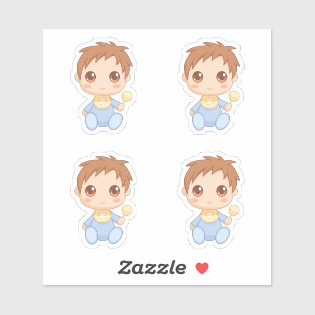 Baby Boy Blue Jumpsuit Set of 4 Sticker (Sheet)