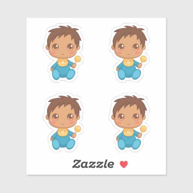 Baby Boy Blue Jumpsuit Set of 4 Sticker (Sheet)