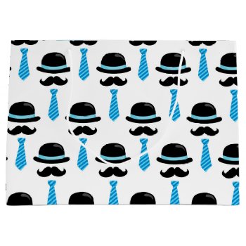 Baby Boy Blue Mustache Lil Little Man Cute Large Gift Bag by Precious_Baby_Gifts at Zazzle