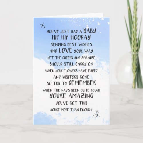 Baby Boy Blue Newborn New Parent Advice Card