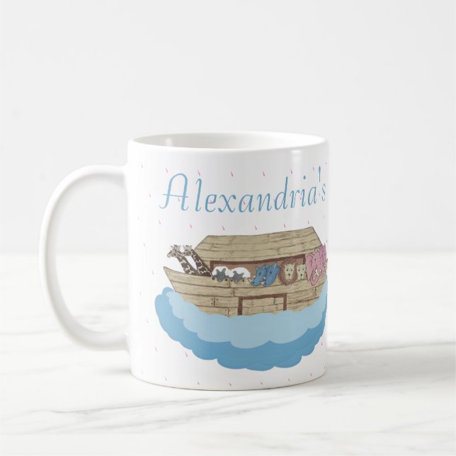 Baby Boy Blue Noah's Ark Baby Shower gift Coffee Mug (Left)