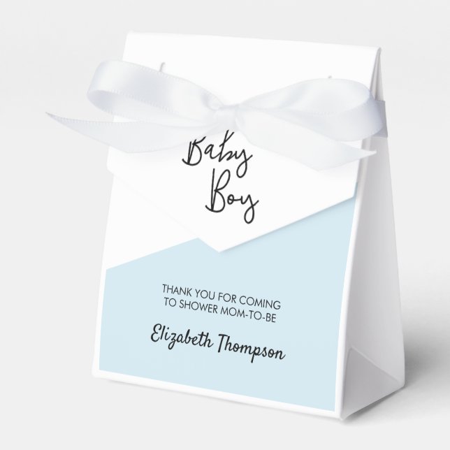Baby Boy blue Personalized Baby Shower Favor Boxes (Front Side)