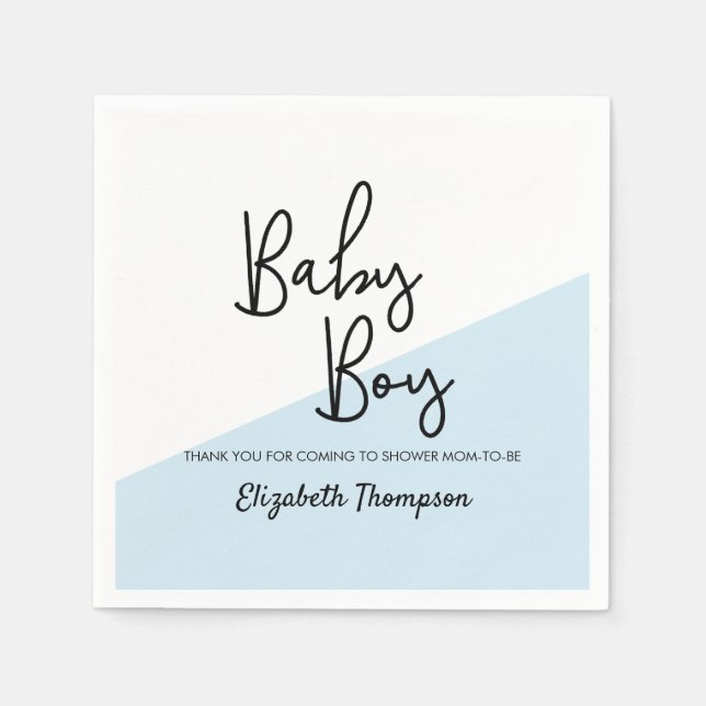 Baby Boy blue Personalized Baby Shower Napkins (Front)