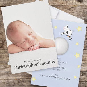 Baby Boy Blue Photo Birth Announcement