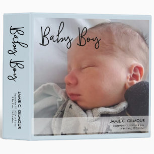 Baby Boy Blue Photo Memories Fun Script 3 Ring Bin Binder