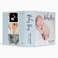 Baby Boy Blue Photo Memories Fun Script 3 Ring Binder