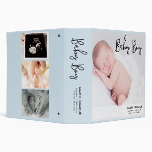 Baby Boy Blue Photo Memories Fun Script 3 Ring Binder
