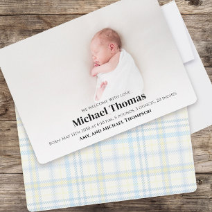 Baby Boy Blue Photo Simple Cute Striped Plaid