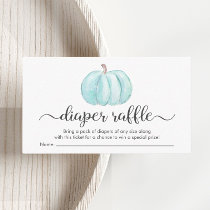 Baby Boy Blue Pumpkin Diaper Raffle Shower Enclosure Card