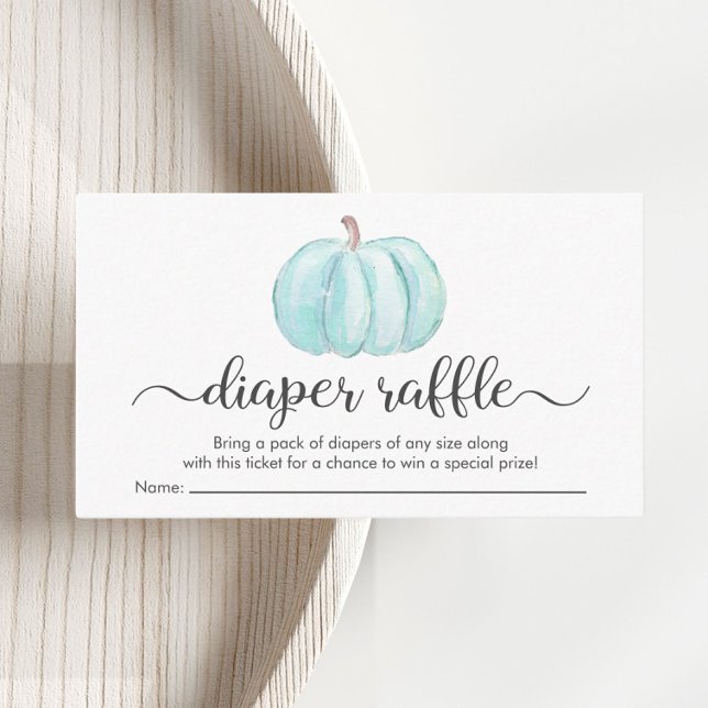 Baby Boy Blue Pumpkin Diaper Raffle Shower Enclosure Card (Creator Uploaded)