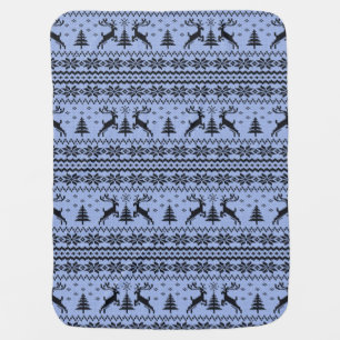 Baby Boy Blue Reindeer Sweater Looking Christmas  Baby Blanket
