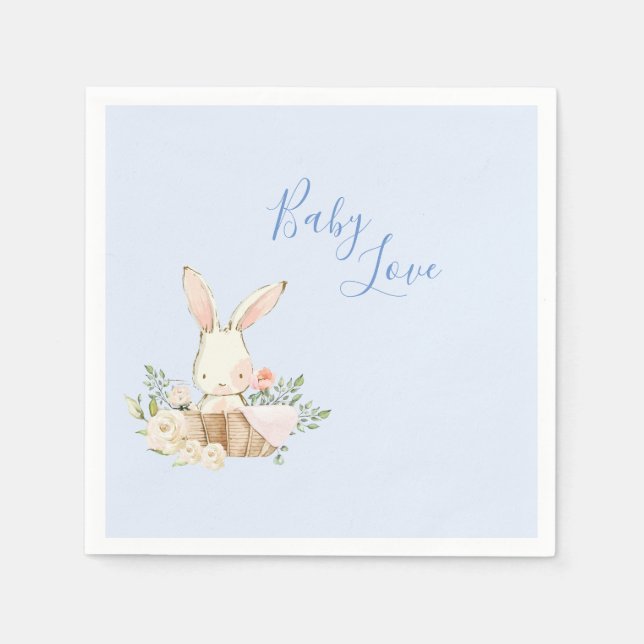 Baby Boy Blue Script Cute Adorable Baby Shower Napkins (Front)