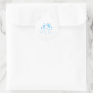 Baby Boy Blue Shoes Baby Shower Classic Round Sticker