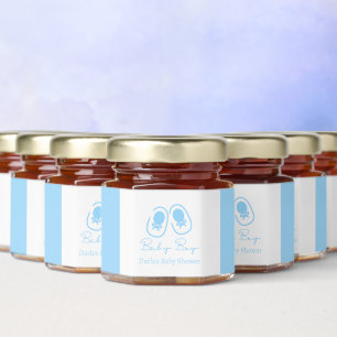 Baby Boy Blue Shoes Baby Shower Honey Jar Favors