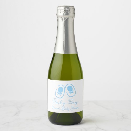 Baby Boy Blue Shoes Baby Shower Sparkling Wine Label