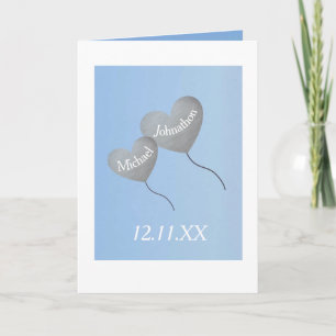 Baby boy blue & silver balloon twin announcement