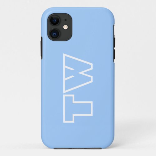 Baby Boy Blue Solid Color Minimalist Monogram Cas iPhone 11 Case