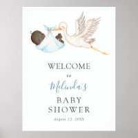 Baby Boy Blue Stork Baby Shower Welcome Poster