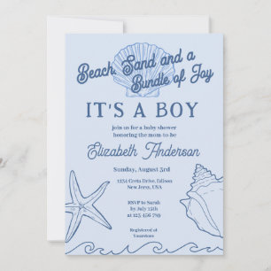 Baby Boy Blue Summer Baby Shower Beach Invitation