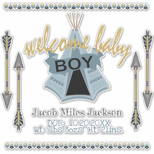 Baby Boy Blue Teepee Tent - Kiss-Cut Sticker (Front)