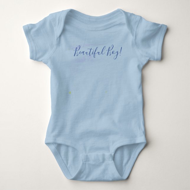 Baby Boy Blue Watercolor Baby Shower Baby Bodysuit (Front)