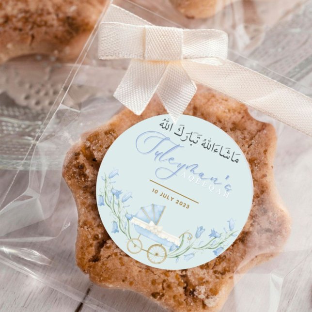 Baby boy Bluebell Flowers Aqeeqah Favor Sticker (Creator Uploaded)