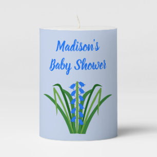 Baby Boy Bluebell Flowers Spring Baby Shower Pillar Candle