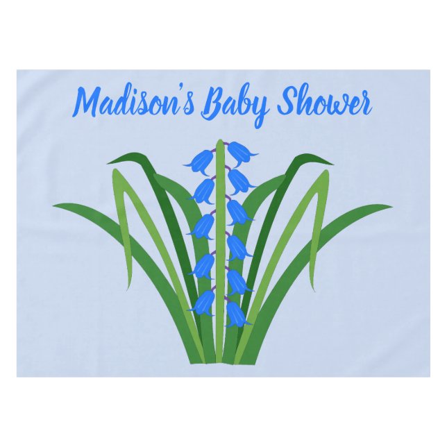 Baby Boy Bluebell Flowers Spring Baby Shower Tablecloth (Front (Horizontal))