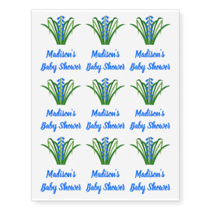 Baby Boy Bluebell Flowers Spring Baby Shower Temporary Tattoos