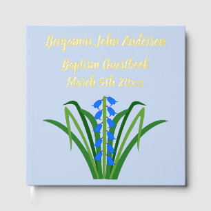 Baby Boy Bluebell Flowers Spring Baptism Foil Guest Book