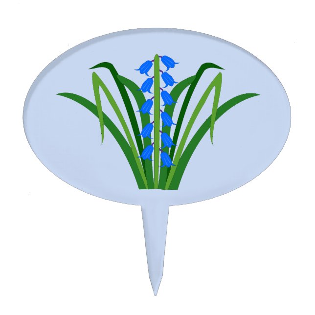 Baby Boy Bluebell Flowers Spring Cake Topper (Front)